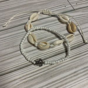 Coquina Shell and Turtle Anklets